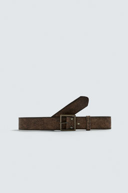 VINTAGE-EFFECT LEATHER BELT - Zara фото 7