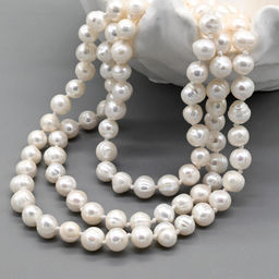 Бусы длинные из жемчуга шарик 7мм цвет белый, 110см