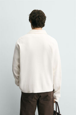 CONTRAST WAFFLE-KNIT RUGBY POLO SHIRT - Zara фото 3