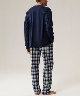 ATLANTIC NMP-393 Пижама мужская Flannel Check темно-синий + серый фото 3