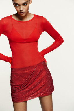 RHINESTONE DRAPED MINI SKIRT - Zara фото 3