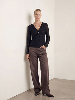 Kruvaze Yaka Dantelli Bluz