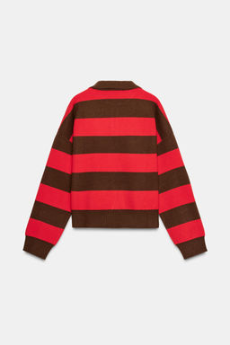 STRIPED KNIT POLO JUMPER - Zara фото 7