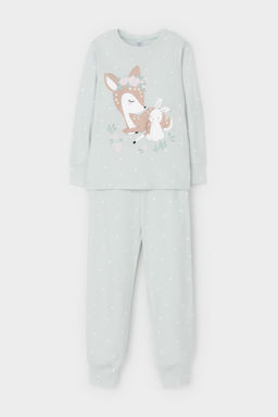 К 1621/серое небо,мини листики пижама дет