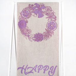 6с102.411ж1 Рождественский венок (фиалка3) Полотенце махровое 67х150см