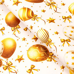 Цена за 10 шт. Бумага упаковочная глянцевая двусторонняя «Золотые шары», 100×69 см