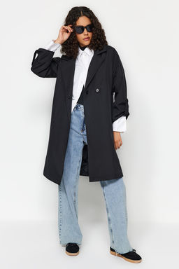 Trendyolmilla Bej Oversize Kusakl? Su Itici Uzun Trenckot TWOAW24TR00019  фото 14