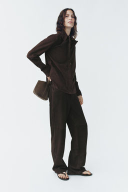 ZW COLLECTION LIMITED EDITION 100% SUEDE TROUSERS - Zara фото 3