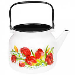 Ласковый май Чайник эмалированный 3,5л, д19,4см, h16,2см, s0,08мм, двойной слой эмалевого покрытия, металлическая крышка, металлическая подвижная ручка (Россия) - Домашняя мода фото 2