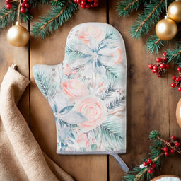 Варежка-прихватка Christmas flowers 20×27 см, саржа, 100% хлопок, ватин 250 г/м²