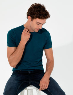 Petrol Slim Fit Bisiklet Yaka Triko T-Shirt - Cacharel фото 8