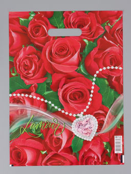 Цена за 25 шт. Пакет "L`amour, полиэтиленовый с вырубной ручкой 30х40 см, 60 мкм