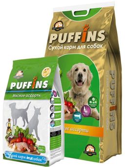 Puffins сухой корм д\соб. 15 кг Мясное ассорти 4610003546243