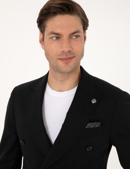Siyah Ex. Slim Fit %100 Y_n Kruvaze Tak_m Elbise