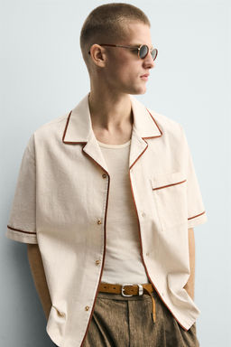 CAMISA RELAXED FIT VIVOS CONTRASTE / Crudo - Zara фото 6