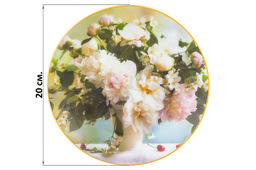 Тарелка декор. 20*20*2 см "Букет пионов" круг + крючок + подставка