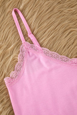 Trendyolmilla Siyah Dantelli Ip Ask?l? Viskon Sortlu Orme Pijama Tak?m? THMSS24PT00007  фото 10