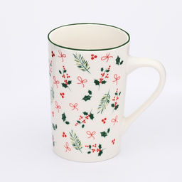 Кружка керамическая новогодняя Зимние узоры, 385 мл, ручная работа