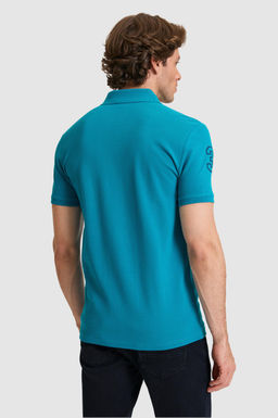 Erkek Slim Fit Polo Yaka Petrol Basic Ti__rt