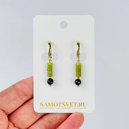 Серьги из Змеевика и Шпинели