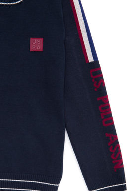 U. S. Polo Assn Темно-синий трикотажный свитер с круглым вырезом для мальчика - U.s. polo assn фото 3