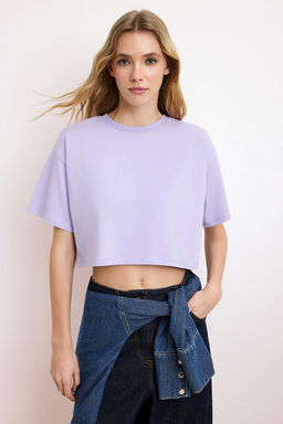 TRENDYOLMILLA Beyaz %100 Pamuk Premium Crop Bisiklet Yaka Orme T-Shirt TWOSS23TS00038  фото 40