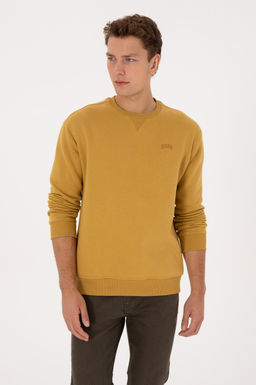 Erkek Hardal Basic Sweatshirt