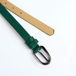Ремень женский тонкий, 110×1.6 см, пряжка тёмный металл, зелёный