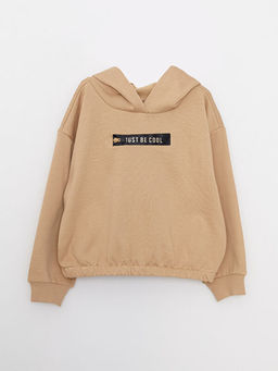 Kap??onlu Bask?l? Uzun Kollu K?z ?ocuk Sweatshirt ve E?ofman Alt? - Waikiki фото 2