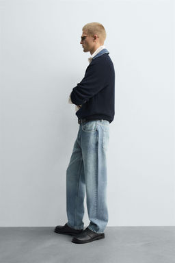 DENIM COLLAR COMBINATION KNIT POLO SHIRT - Zara фото 4