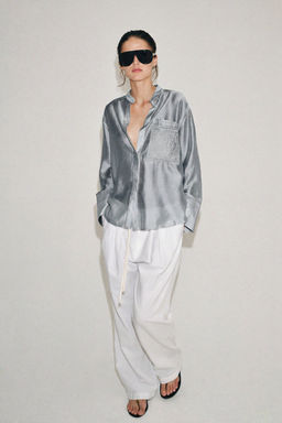 CAMISA BOLSILLO BORDADO ZW COLLECTION / Gris azul