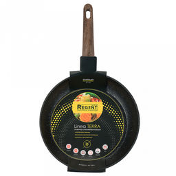 Сковорода с двухслойным антипригарным покрытием Terra д26см, h5см, s2,6мм, дно s3,1мм, индукционное дно д19см, кованный алюминий, бакелитовая ручка с покрытием soft-touch, имитирующим текстуру дерева, Regent (Китай) Подходит для всех видов плит - Домашняя мода фото 5