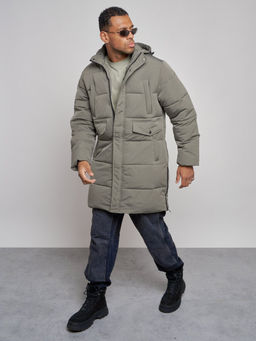 Парка мужская зимняя удлиненная молодежная серого цвета 806Sr - Wonderrman фото 12