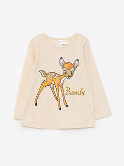 Bisiklet Yaka Uzun Kollu Bambi Bask?l? K?z Bebek Pijama Tak?m?