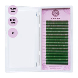 Enigma Ресницы на ленте Микс 16 линий 8-13 мм, D, 0,10 мм, зеленый  фото 2