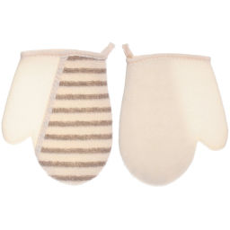 Цена за 3 шт. Мочалка - варежка массажная "SANTA MONIKA - BOKALLI", цвет белый / серый, 22*18см (зип пакет и наклейка Ultramarine)