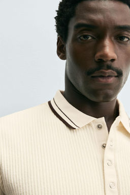 CONTRAST RIBBED POLO SHIRT - Zara фото 5