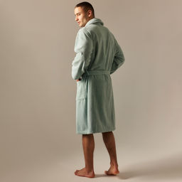 Халат махровый мужской SL HOME: Basic «Аззура», размер S, хлопок 100%, мятный