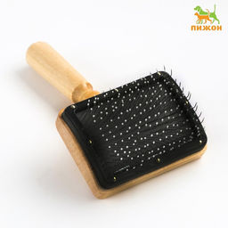 Щётка - пуходёрка деревянная Премиум с каплями, для длинношерстных животных, основание 80 х 60 мм