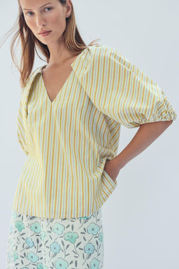 BLUSA RAYAS MANGA ABULLONADA LIMITED EDITION / Lima - Zara фото 5
