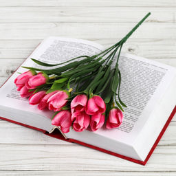 Цена за 10 шт. Цветок искусственный Букет тюльпанов 34 см 6 веток / NT596 /уп 600/ - Галеонтрейд фото 31