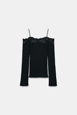 T-SHIRT WITH BARE SHOULDERS - Zara фото 14