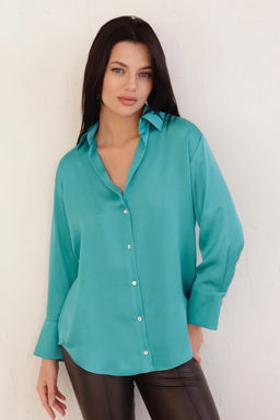 11160 Блуза из плотного шёлка бирюзовая - Martichelli фото 3