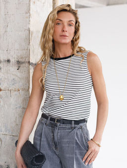 Топ в полоску из премиального хлопка с эластаном