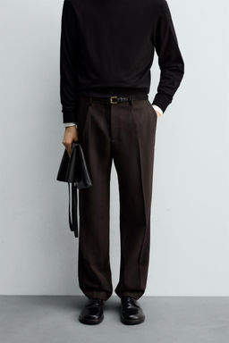 100% WOOL PLEATED TROUSERS