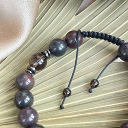 Браслет регулируемый из Яшмы и Раухтопаза от 18 см - Радуга самоцветов фото 4