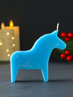 Цена за 2 шт. Декоративная свеча новогодняя «Лошадка», 95×105 мм, голубой
