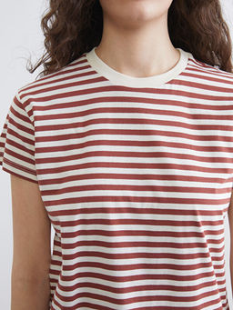 Bisiklet Yaka ?izgili Kad?n Ti??rt