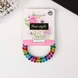 Цена за 5 шт. Резинка для волос «Пружинка», яркая радуга, 5 см