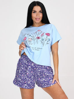 231-П ПИЖАМА ЖЕНСКАЯ (шорты) (Голубой/индиго) - А-дина фото 3